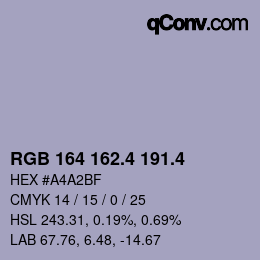カラーコード: RGB 164 162.4 191.4 | qconv.com