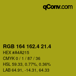 カラーコード: RGB 164 162.4 21.4 | qconv.com