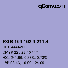 カラーコード: RGB 164 162.4 211.4 | qconv.com