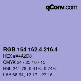 カラーコード: RGB 164 162.4 216.4 | qconv.com