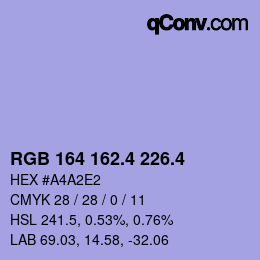 カラーコード: RGB 164 162.4 226.4 | qconv.com