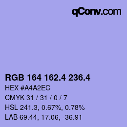 カラーコード: RGB 164 162.4 236.4 | qconv.com