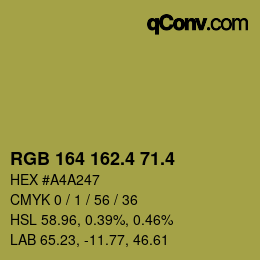 カラーコード: RGB 164 162.4 71.4 | qconv.com