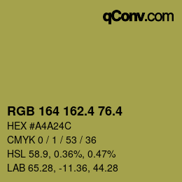カラーコード: RGB 164 162.4 76.4 | qconv.com