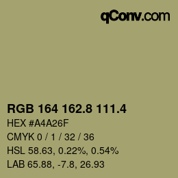カラーコード: RGB 164 162.8 111.4 | qconv.com