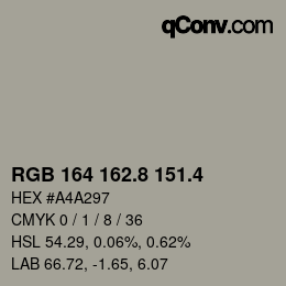 カラーコード: RGB 164 162.8 151.4 | qconv.com