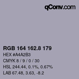 カラーコード: RGB 164 162.8 179 | qconv.com