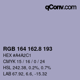 カラーコード: RGB 164 162.8 193 | qconv.com