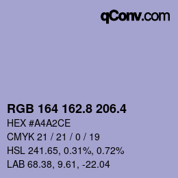 カラーコード: RGB 164 162.8 206.4 | qconv.com