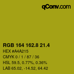 カラーコード: RGB 164 162.8 21.4 | qconv.com