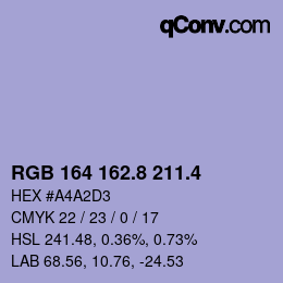 カラーコード: RGB 164 162.8 211.4 | qconv.com