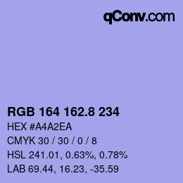 カラーコード: RGB 164 162.8 234 | qconv.com