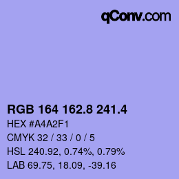 カラーコード: RGB 164 162.8 241.4 | qconv.com