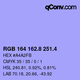 カラーコード: RGB 164 162.8 251.4 | qconv.com