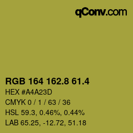 カラーコード: RGB 164 162.8 61.4 | qconv.com