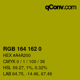 Color code: RGB 164 162 0 | qconv.com