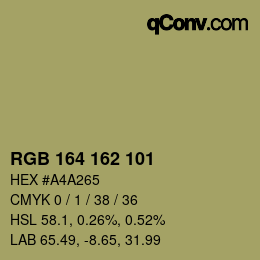 Color code: RGB 164 162 101 | qconv.com