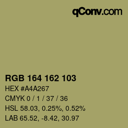 カラーコード: RGB 164 162 103 | qconv.com