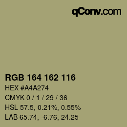 カラーコード: RGB 164 162 116 | qconv.com
