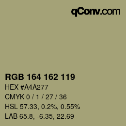 カラーコード: RGB 164 162 119 | qconv.com