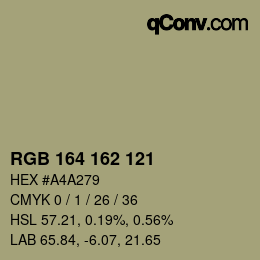 Color code: RGB 164 162 121 | qconv.com