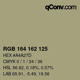 Color code: RGB 164 162 125 | qconv.com