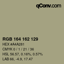Color code: RGB 164 162 129 | qconv.com