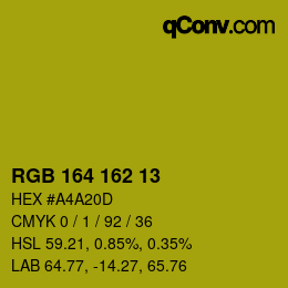 Color code: RGB 164 162 13 | qconv.com