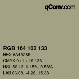 Color code: RGB 164 162 133 | qconv.com