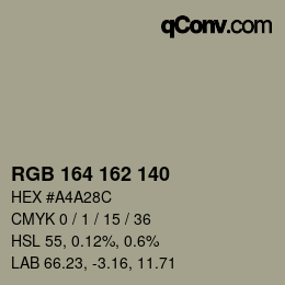 Color code: RGB 164 162 140 | qconv.com