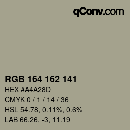 カラーコード: RGB 164 162 141 | qconv.com