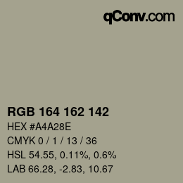 カラーコード: RGB 164 162 142 | qconv.com