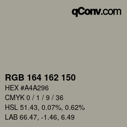 カラーコード: RGB 164 162 150 | qconv.com