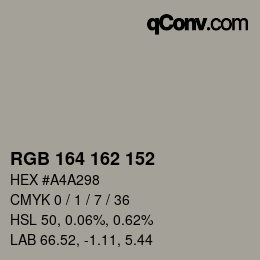 Color code: RGB 164 162 152 | qconv.com