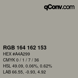 カラーコード: RGB 164 162 153 | qconv.com