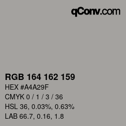 カラーコード: RGB 164 162 159 | qconv.com