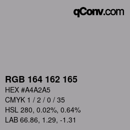 Color code: RGB 164 162 165 | qconv.com