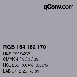 カラーコード: RGB 164 162 170 | qconv.com
