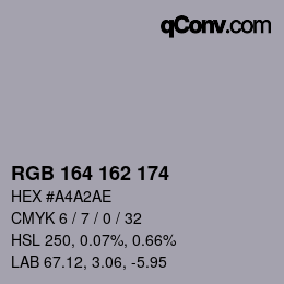 Color code: RGB 164 162 174 | qconv.com