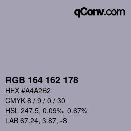 カラーコード: RGB 164 162 178 | qconv.com