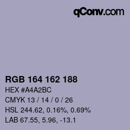 カラーコード: RGB 164 162 188 | qconv.com