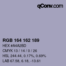 カラーコード: RGB 164 162 189 | qconv.com