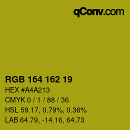 Color code: RGB 164 162 19 | qconv.com