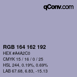 Color code: RGB 164 162 192 | qconv.com