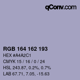 Color code: RGB 164 162 193 | qconv.com