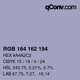 カラーコード: RGB 164 162 194 | qconv.com