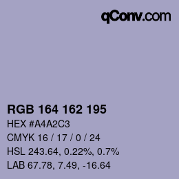 Color code: RGB 164 162 195 | qconv.com