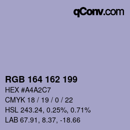 Color code: RGB 164 162 199 | qconv.com