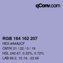 カラーコード: RGB 164 162 207 | qconv.com