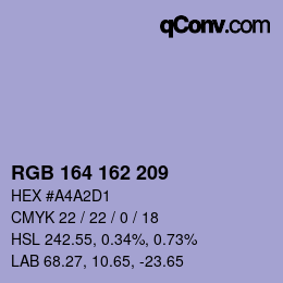 カラーコード: RGB 164 162 209 | qconv.com